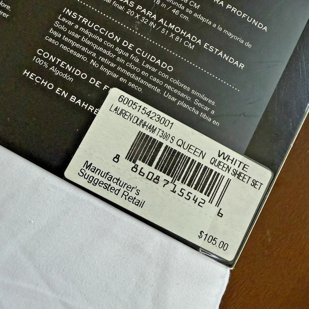 NEW Ralph Lauren Queen 6PC Dunham Sateen Sheet Set White 300 TC 100% COTTON